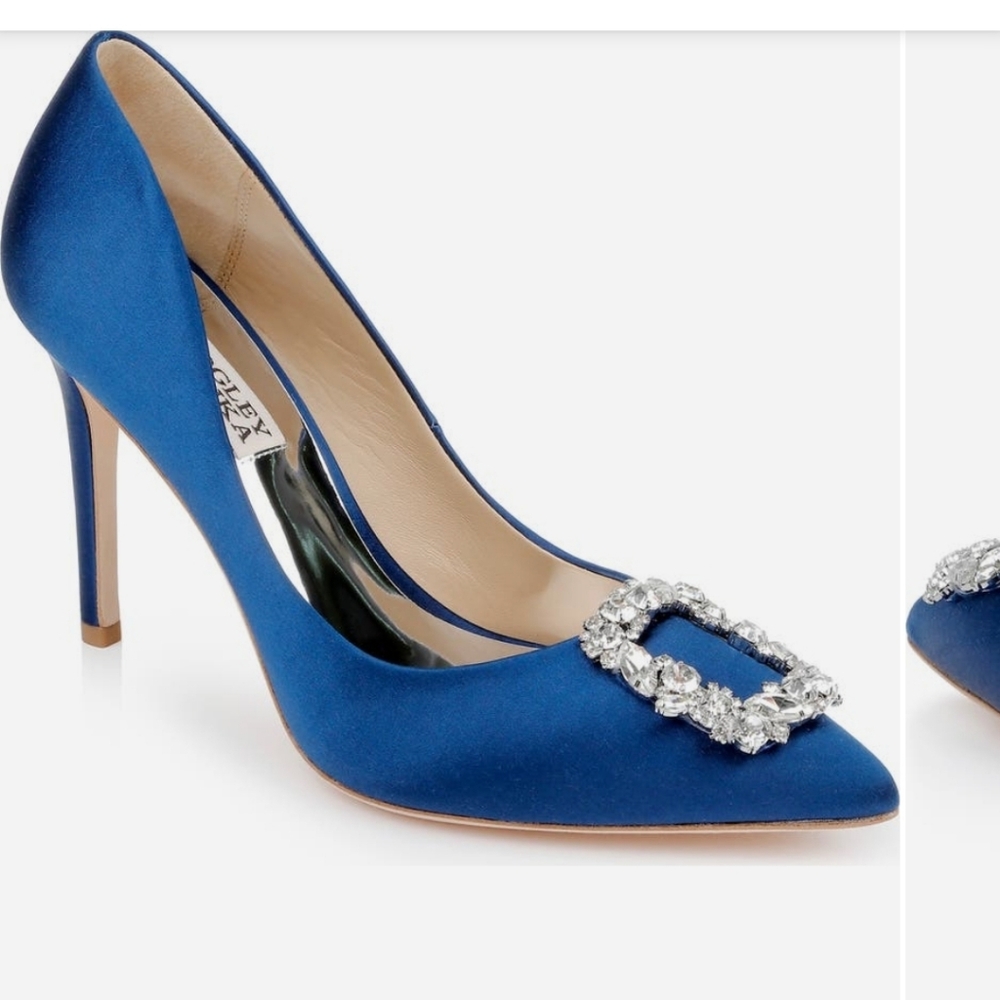 Badgley Mischka Sapphire Heels with Crystal Accent